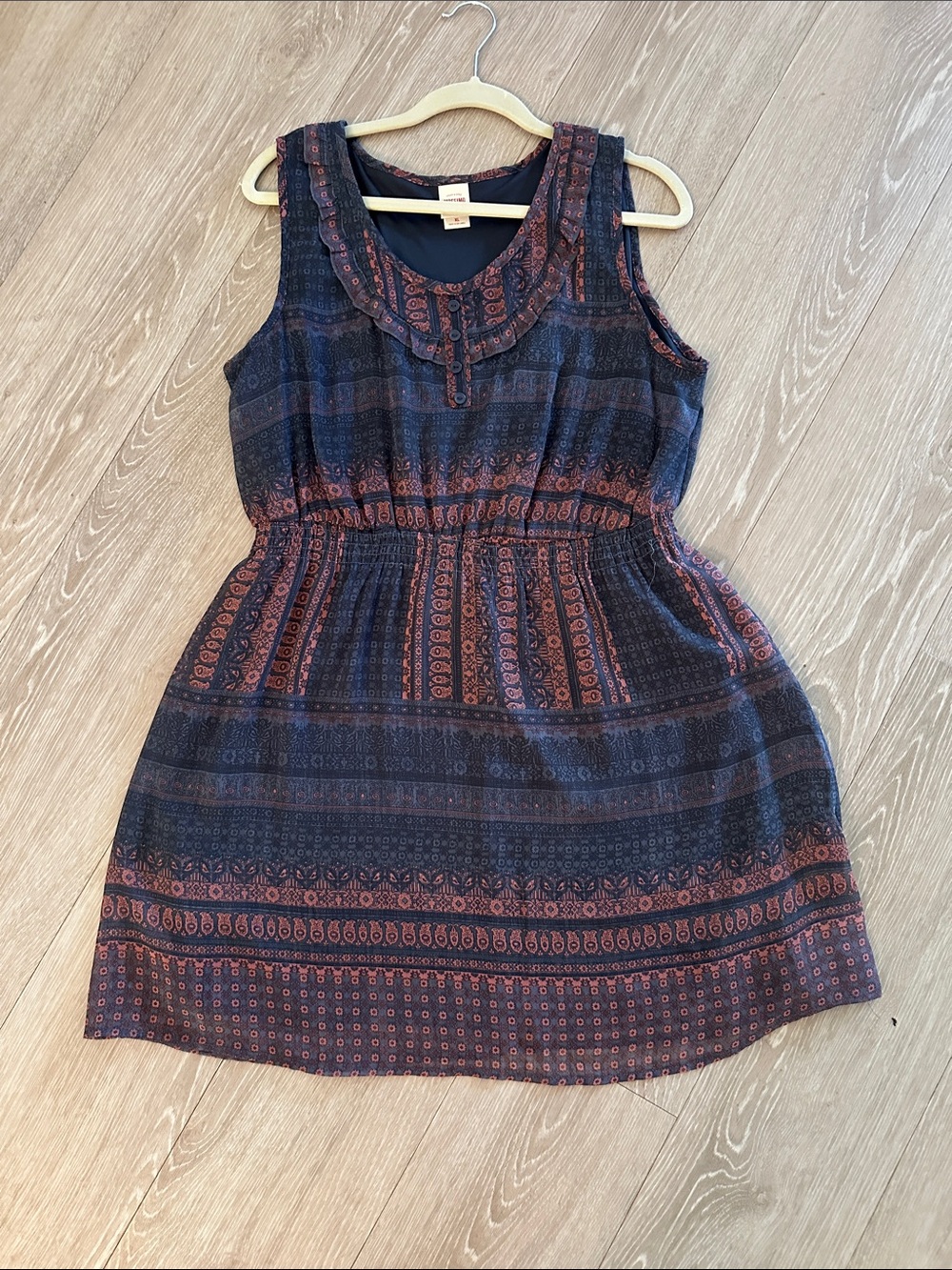 Mossimo Supply Co. Navy and Rust Printed Sleeveless Mini Dress